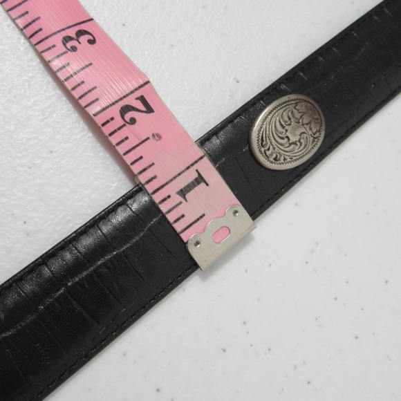 Western Black Leather Floral detail Concho Belt main image 5